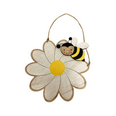 Tavaszi dekorációs figura (fehér virágon méhecske)