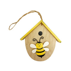 Tavaszi dekorációs figura (sárga tetős házikó méhecskével)